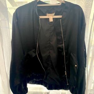 Black satin bomber jacket